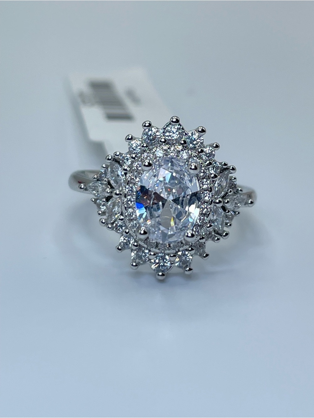 Swarovski Crystal Elements White Swarovski Crystal Art Deco Statement Ring Sz 6